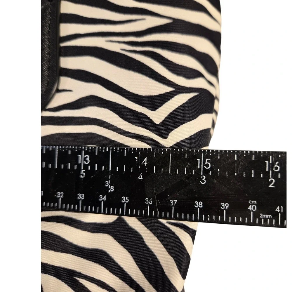 Michael Kors Zebra Print Tote Bag Black White Saffiano Leather Trim Shoulder Bag